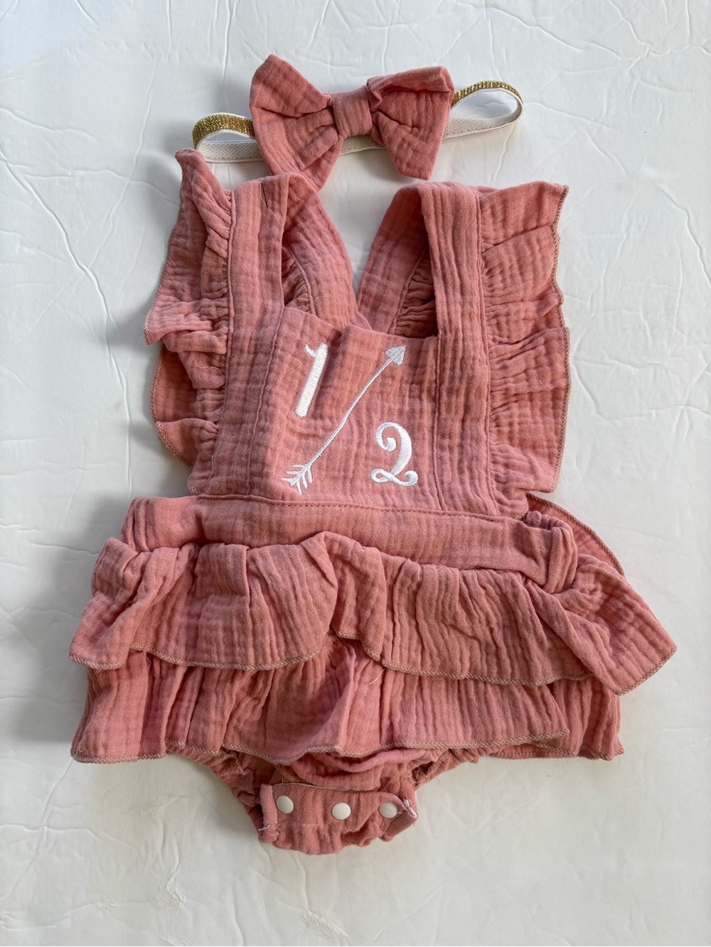 Half Birthday Ruffle Bubble and Bow Set 3-6 months